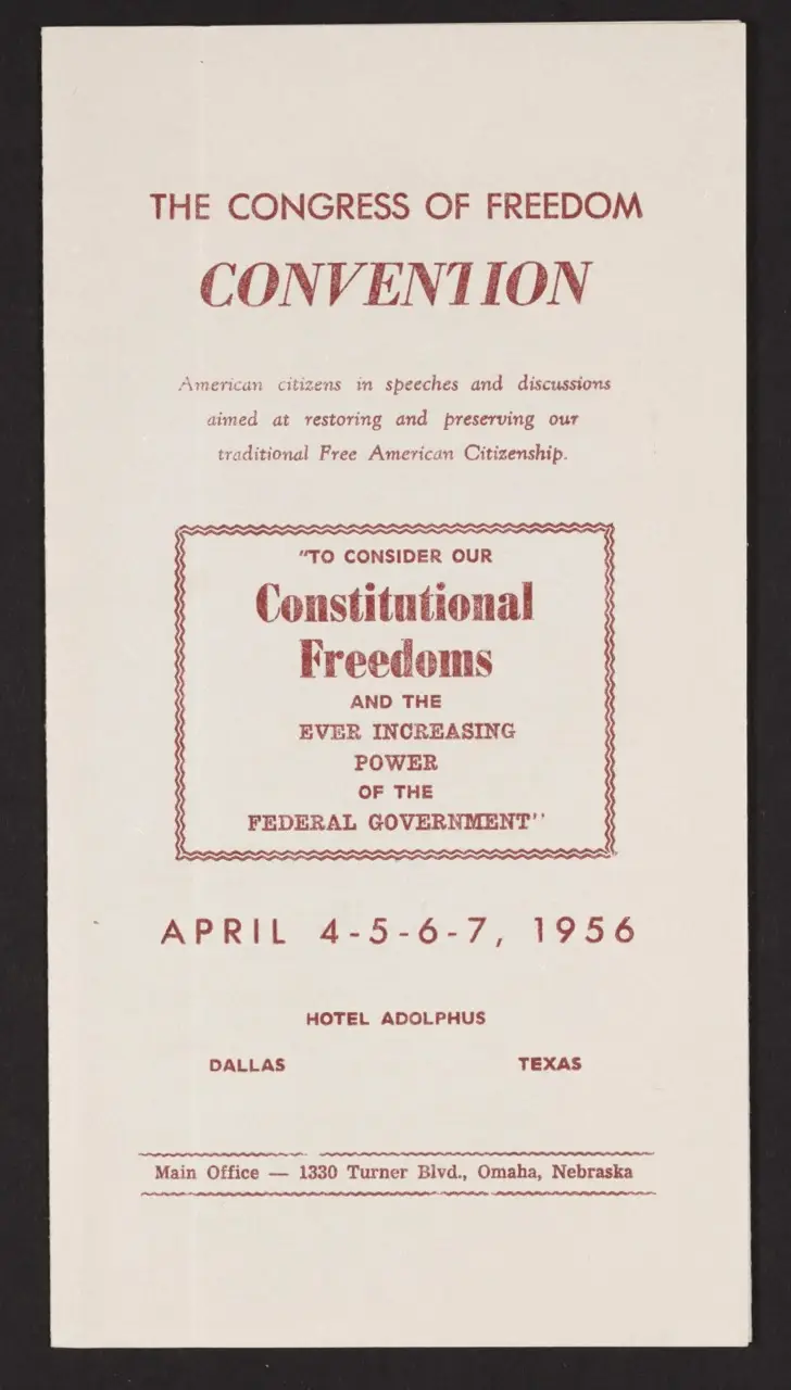 Pamphlet: “The Congress of Freedom Convention” (1956)