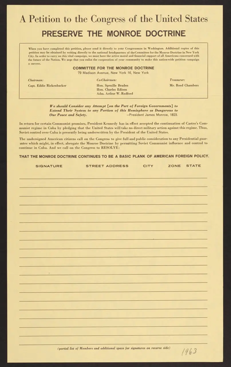 Mailer with “Cuba and the Monroe Doctrine” by Eddie Rickenbacker (1963)