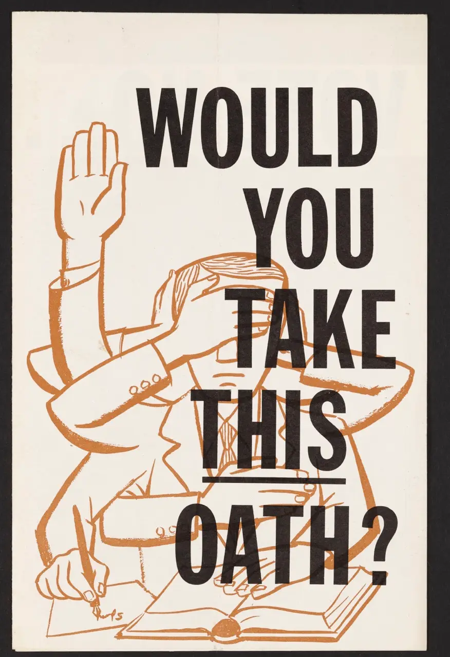 Mailer: “Would You Take This Oath? Vote No… Prop. 5 & 6” (1952)