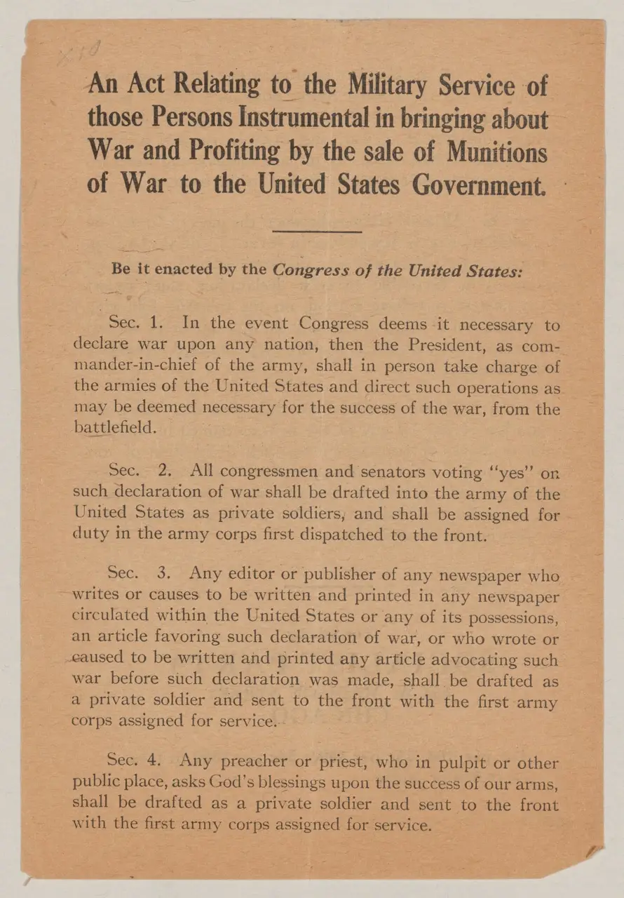 Pamphlet: “An Act Relating to the Military Service…” (1916)